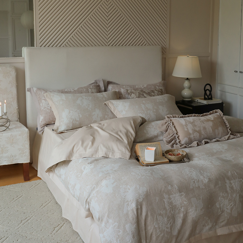 Conjunto de roupa de cama boho em algodão estilo francês jacquard_voghion.com