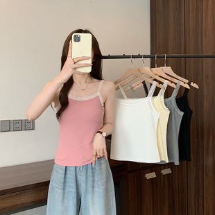 2025 Summer New chubby girl plus size Women's Korean-style Slimming Sweet Spice Girl Lace Camisole