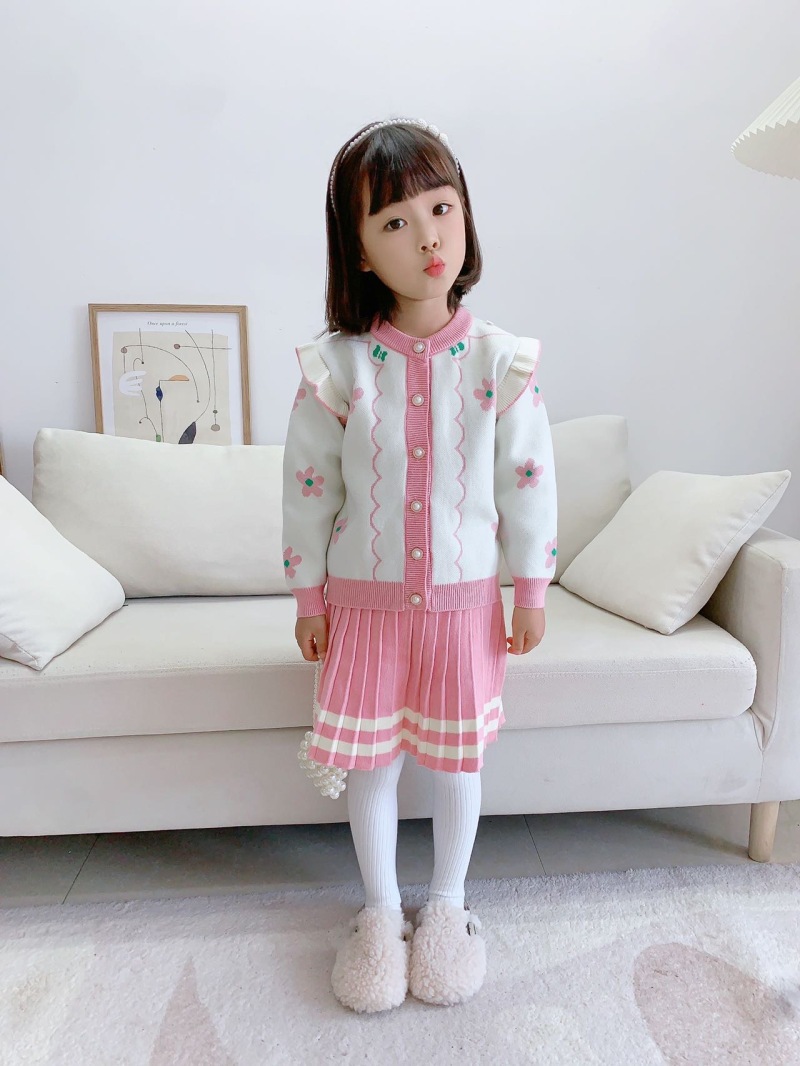 Mädchen Pullover Und Plissee Prinzessinnenkleid Zweiteiler Set_voghion.com