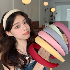 女性用Mao Xiaotongと同じスタイルのスポンジつば広ヘッドバンド、レトロなフレンチヘアバンド、顔を大きく見せるヘッドバンド、小さなヘアピン