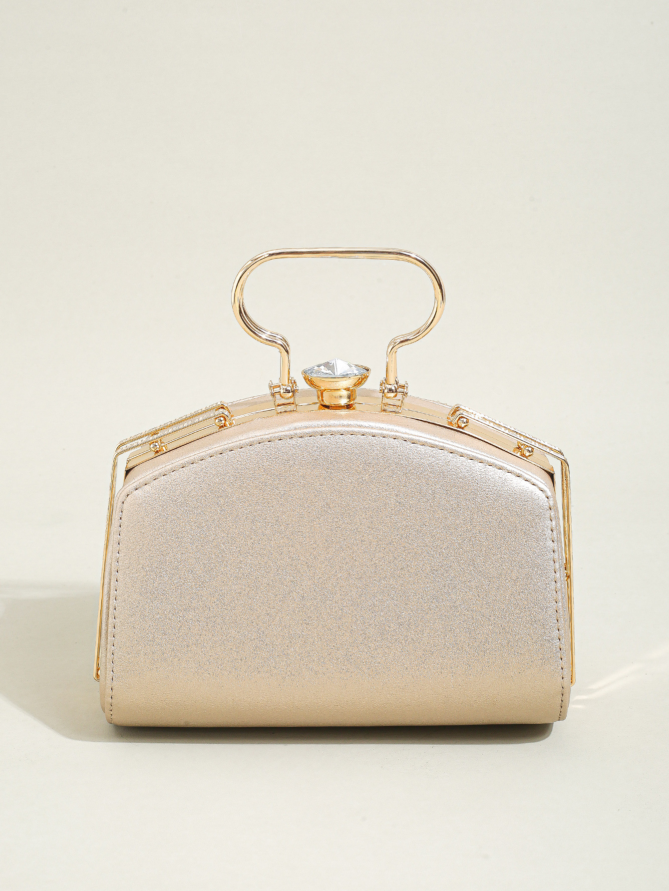 Single Shoulder Strap, Top Handle Strap Type Pu Leather Solid Color Square Evening Bags