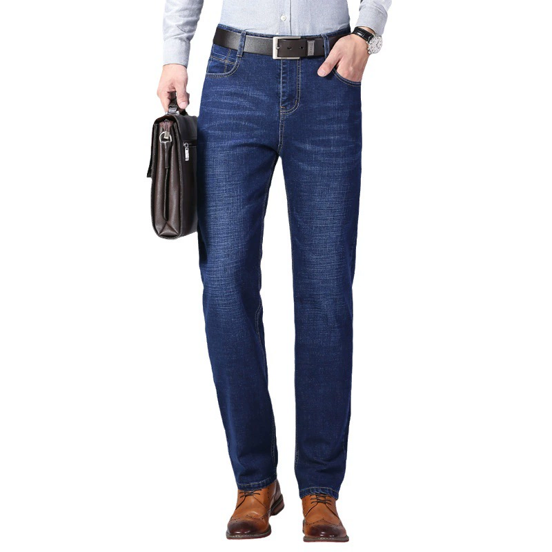 Трендовые модные свободные джинсы прямого кроя, эластичные брюки, свободная посадка, плюс-сайз