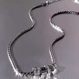 男女同款闪钻圆环吊坠项链冷淡风轻奢小众设计时尚百搭气质锁骨链