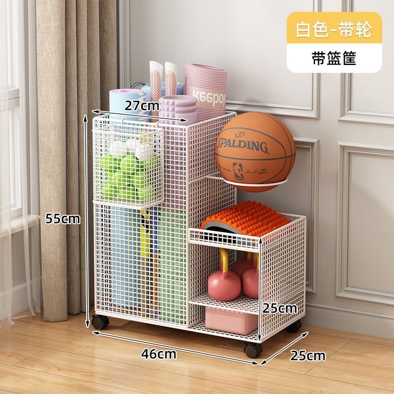 Rack de almacenamiento de baloncesto para equipos de gimnasio de deporte interior doméstico rack de almacenamiento de bádminton tipo mat de yoga cesta de almacenamiento con rueda