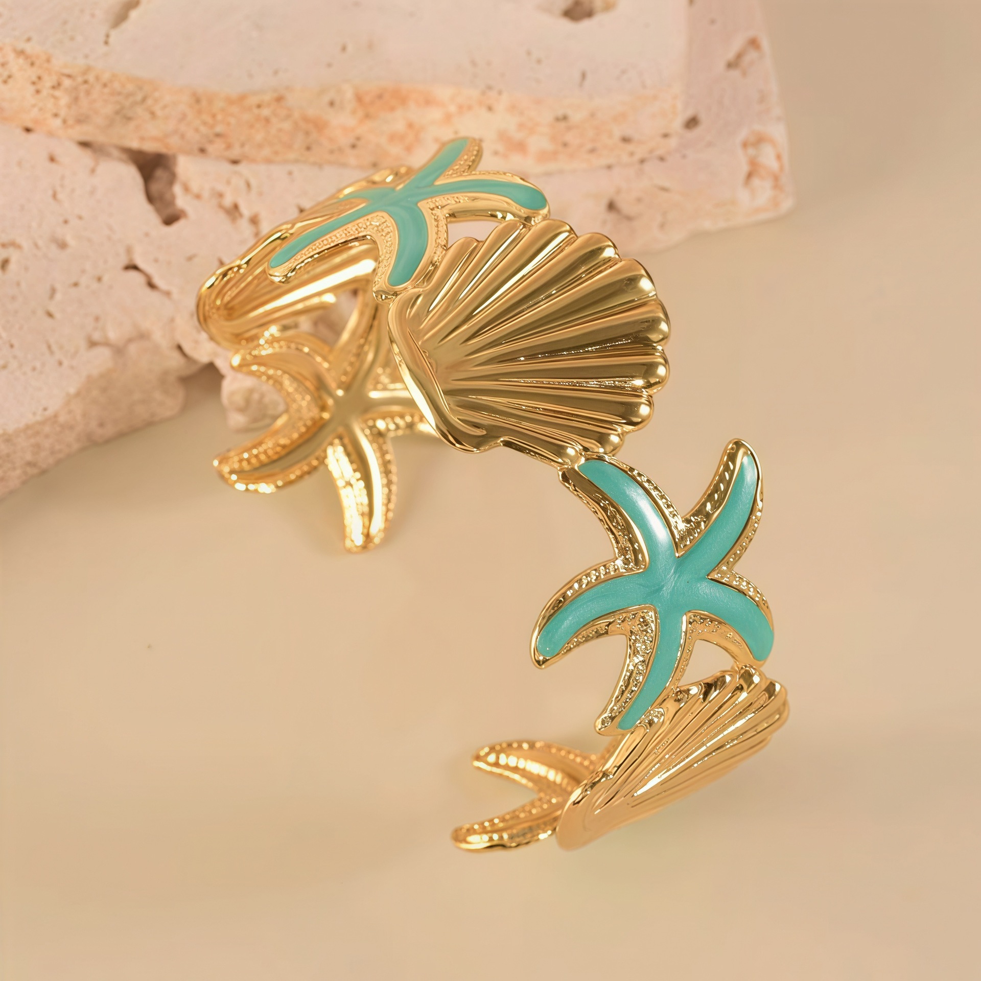 Pulsera de Concha estrella de mar verde