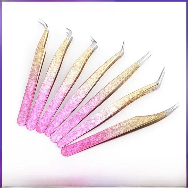 Spot Wholesale Eyelash Tweezers High-Density False Eyelash Grafting Eyelash Beauty Tools Stainless Steel Ice Flower Clip Anti-Slip