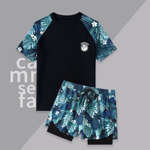 Men's Swimwear Set, Large Size Swim Trunks, Hot Spring Top, Men's Swim Trunks, Embarrassment-Free Swim Gear Set