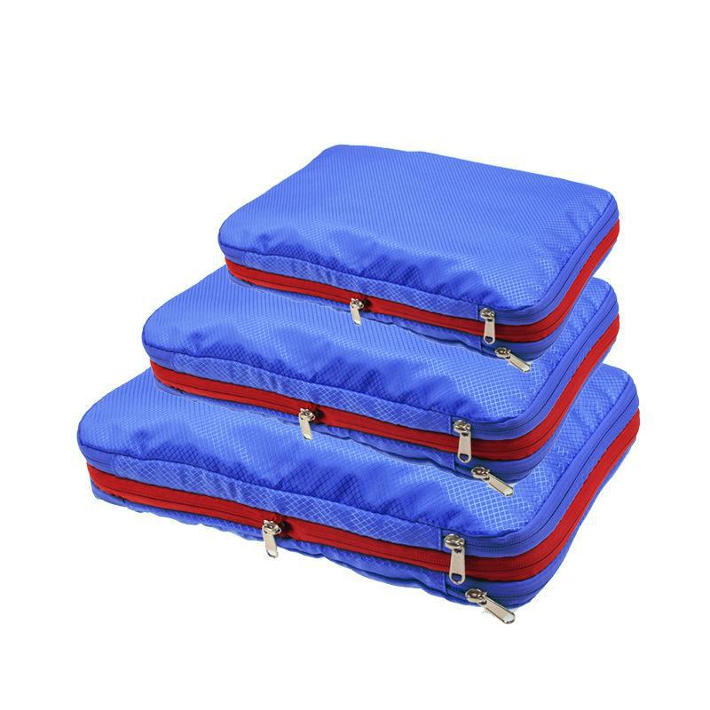 Bolsa de almacenamiento de compresión de viaje explosiva de Amazon Bolsa de almacenamiento de tres piezas de gran capacidad Juego completo de bolsa de almacenamiento de ropa impermeable