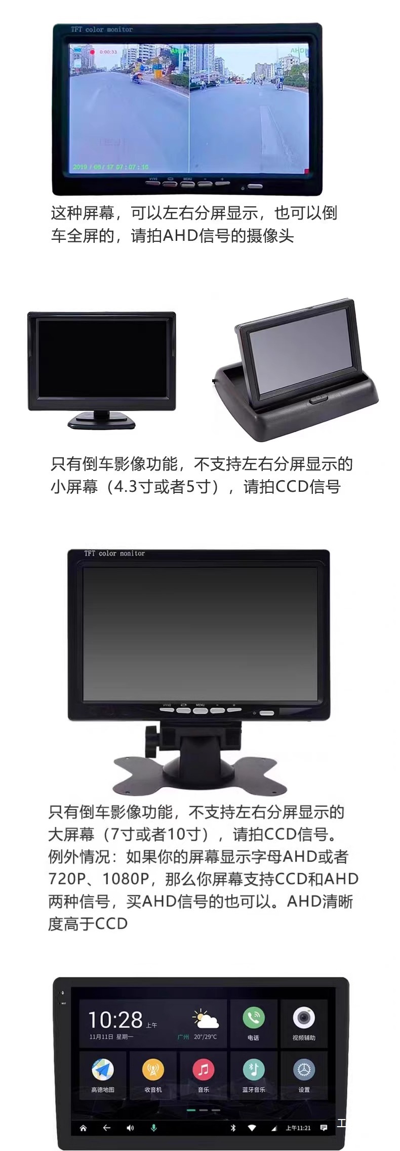 Truck Reversing Camera Car 12V24V Bus Reversing Image Rear Camera Hd Led Night Vision Waterproof
