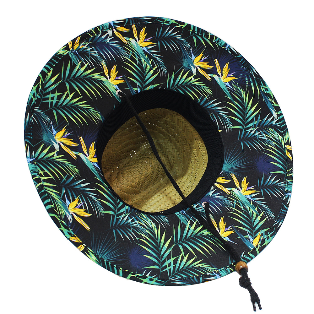 Sombrero de paja para hombre estilo playa, diseño salvavidas, moda verano 2024