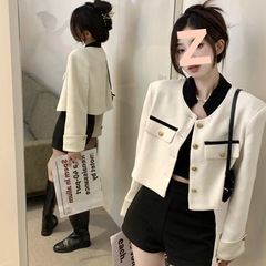 小香风外套女时尚早春2025百搭通勤新款简约编织短外套马术服潮流