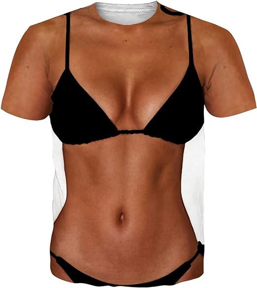 Divertido y divertido traje de baño de playa 3D impresión digital para hombres y mujeres verano suéter suelto hombro de manga corta camiseta fábrica