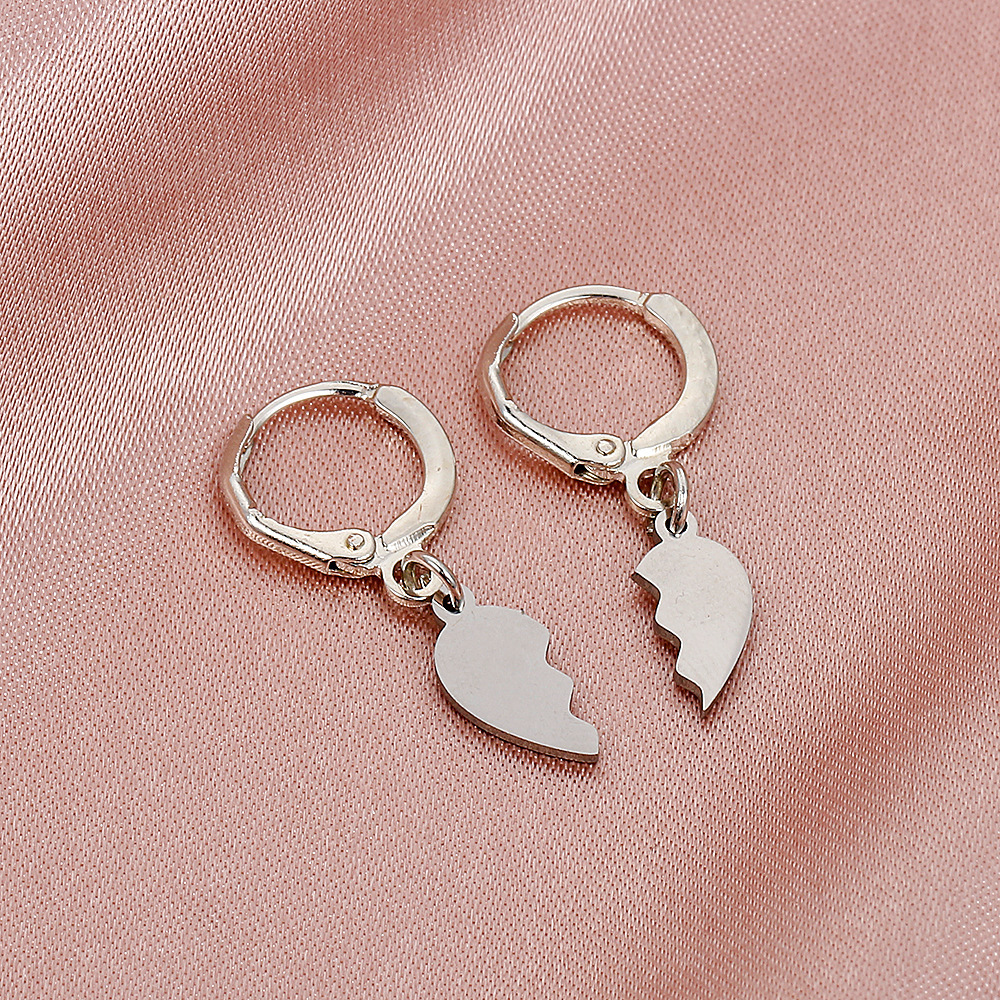 Retro creative brand trend earrings heart-shaped stainless steel