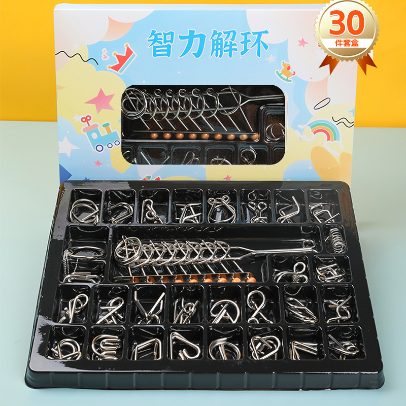 Hebilla de anillo de desmontaje de ocho piezas ABC venta al por mayor de 8 piezas de 24 piezas juego completo de nueve hebilla intelectual de juguete educativo de metal de cadena