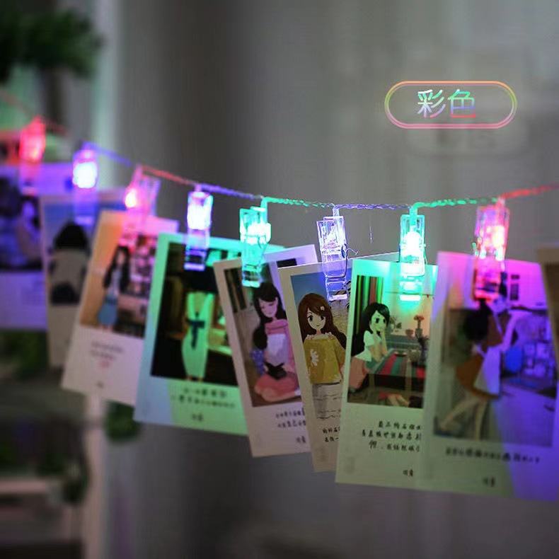 LED clip luz cadena foto clip color luz caja de batería con control remoto Fondo decoración de la pared colgante luz fiesta diseño transfronterizo