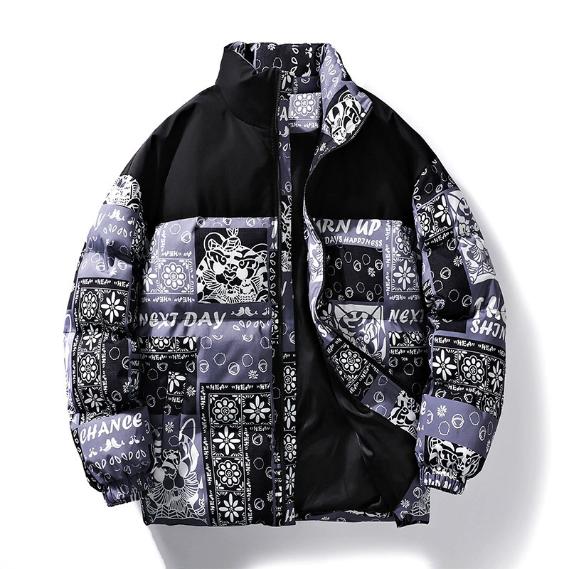 Зимняя утолщеная хлопчатобумажная одежда Мужская мода новая куртка с воротником