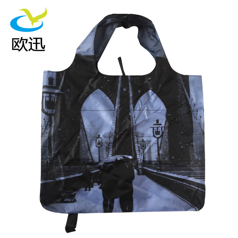 定 制做折叠手提袋超市购物水果涤纶背心袋子环保收纳礼品包装袋