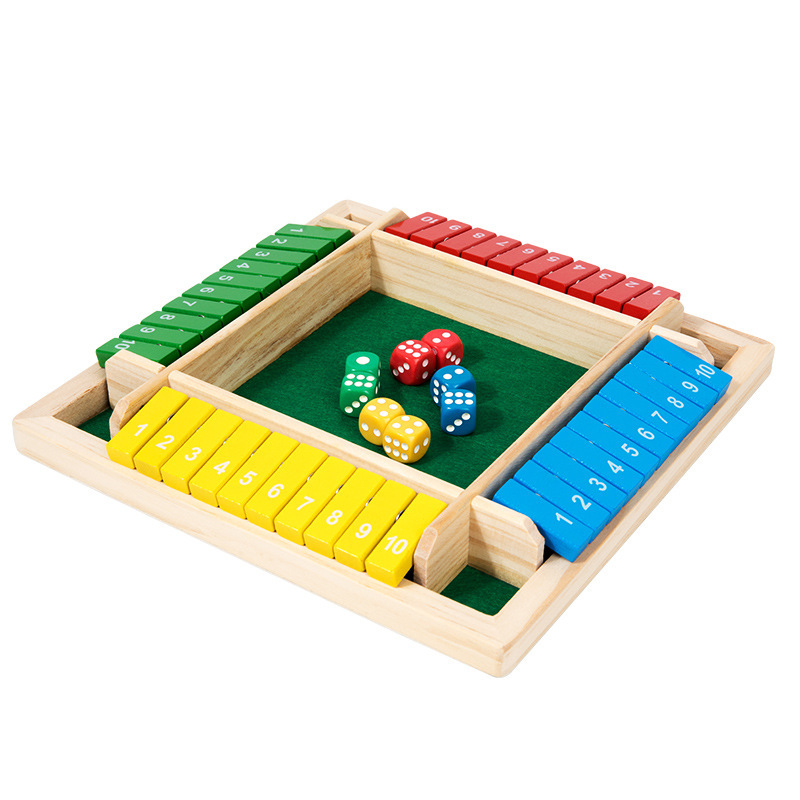 Ajedrez multifacético para niños Ajedrez de cuatro lados Barra de dados Juego de mesa de madera Juego de mesa interactivo entre padres e hijos