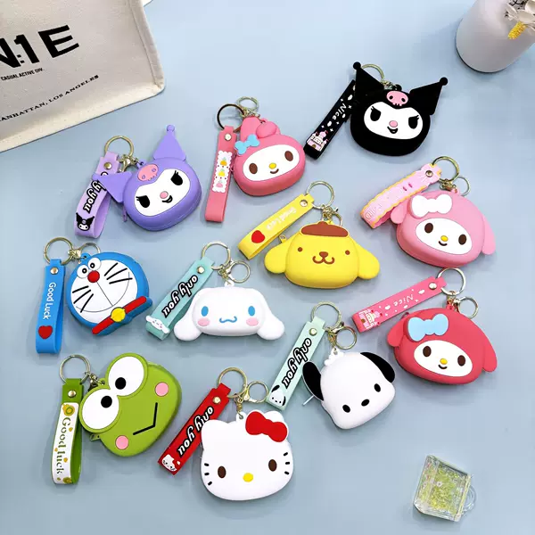 New Sanrio Coin Purse Keychain Pendant Children's Cartoon Backpack Decoration Men's Wallet Earphone Pouch