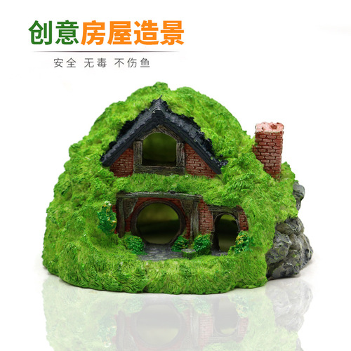 Cross-border fish tank decoration, aquarium shelter, Hobbit creative garden house, fish and shrimp hole shelter