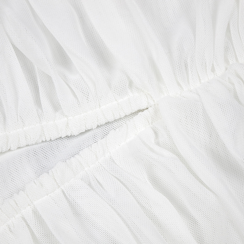 Summer White Gloves Mesh Ribbon Dress Women Clothing Halter Dress Lace Package Hip Dress