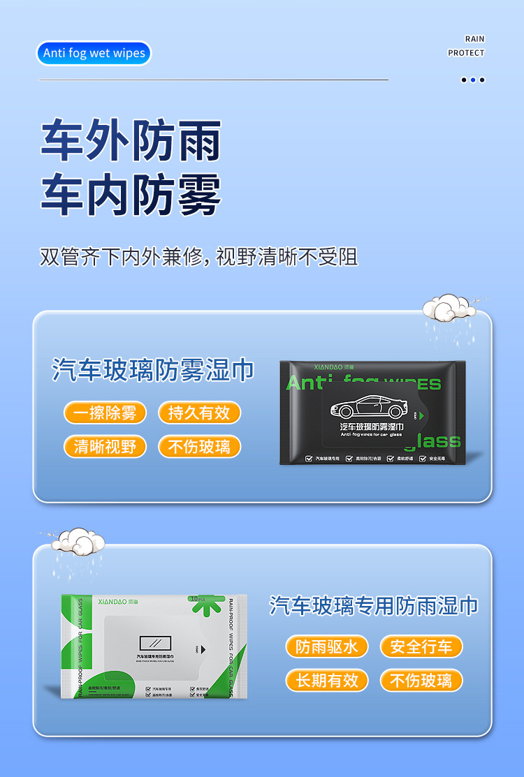 [Premium Selection] Car Windshield Anti-Fog Wipes, Disposable Window Cleaning Anti-Fog Agent, Car Defogger