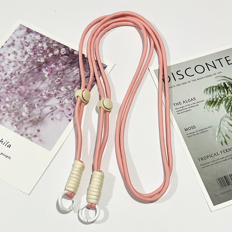 조절 가능한 긴 로프 - 벚꽃 핑크 베이지 매듭