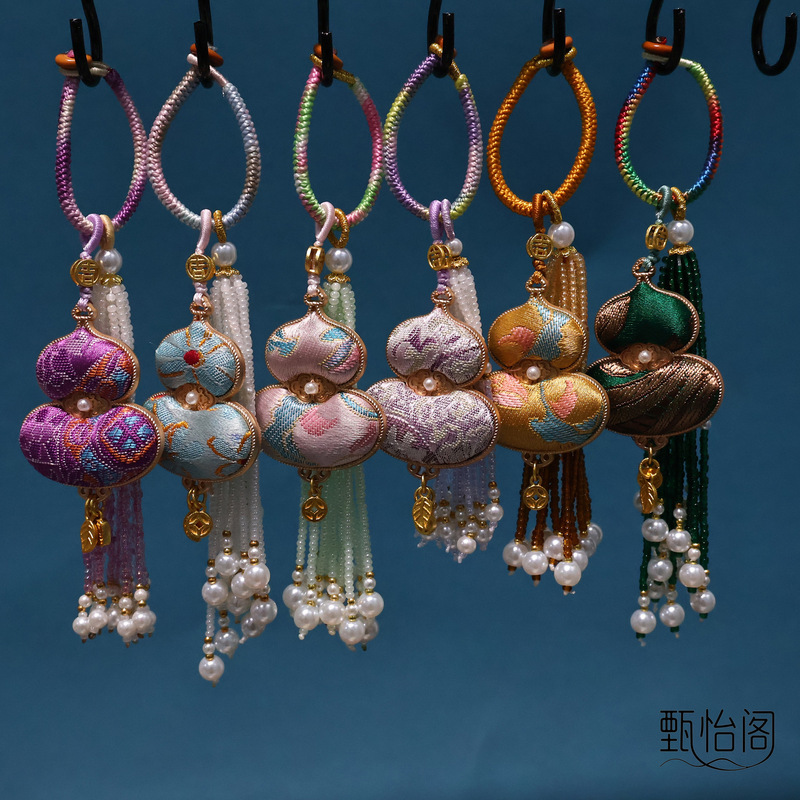 福禄流苏平安福袋宋锦双面葫芦流苏挂件福禄手机挂件包包挂|undefined