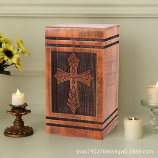 Wooden small animal urn carving cross funeral cremation box kitten puppy coffin memorial box urn