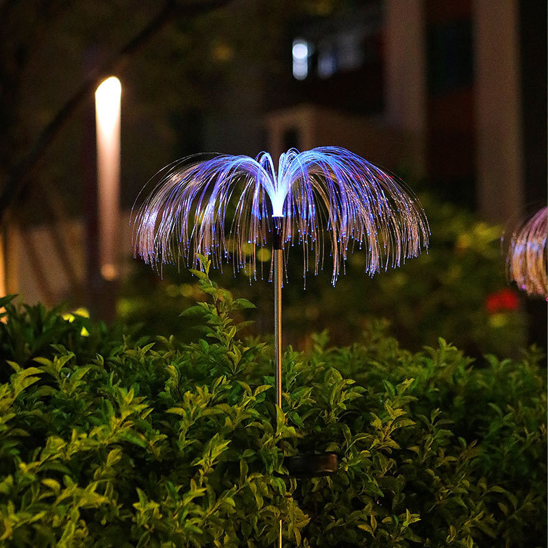 Solar Jellyfish Light, Lawn Stake LED Fiber Optic Jellyfish Outdoor Courtyard Garden Atmosphere Decorative Light