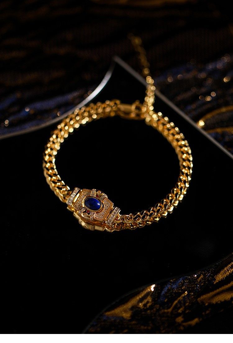 Retro Rhombus Copper Plating Zircon Bracelets 1 Piece