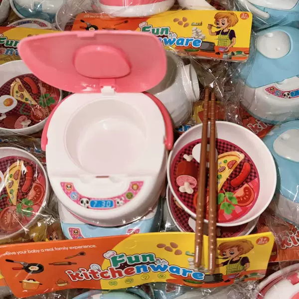 Children's Play Kitchen Toy Rice Cooker Steamed Rice Chopsticks Bowl Interactive Toy Mini Kitchen Rice Cooker