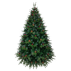 2.1メートル高級混合クリスマスツリーpe + pvc暗号化先端スプレー白大型着地自動ツリークリスマスツリー