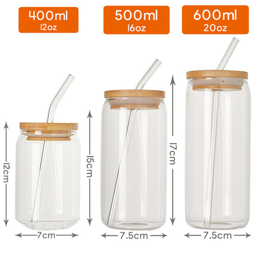Amazon can glass Coke straw cup home cold drink coffee cup 16oz transparent beer cup with lid