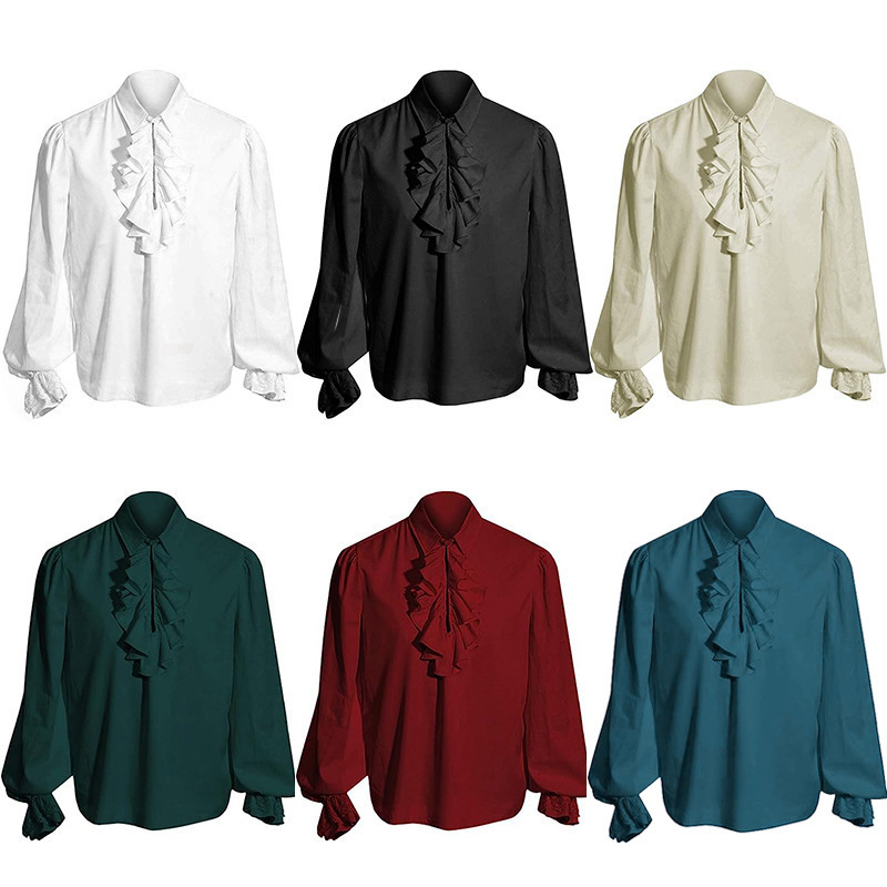 Man Tianyu Medieval Steampunk Cosplay Vampire Shirt Revival Shirt Multi-Color Stage Costume