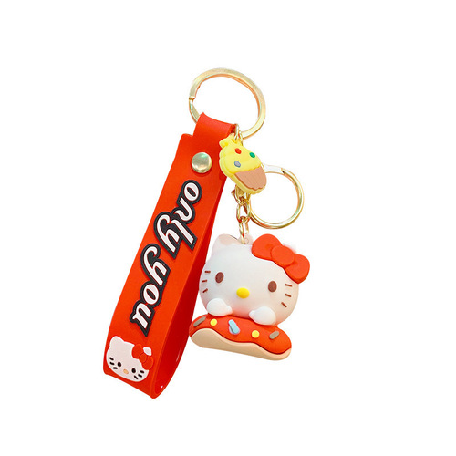 Sanrio Donuts Cinnamon Dog Kuromi Keychain Cute School Bag with Cartoon Car Keychain Pendant