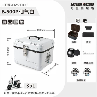 Motorcycle trunk: storage and electric vehicle rear - rounded-corner-hummingbird-fairy-white-500pliningbackrest