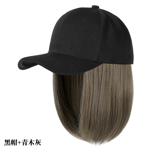Xiong Ba hat wig one-piece bob baseball cap bobo short hair artificial hair fashion natural wig cap