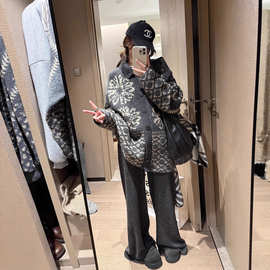 费尔岛深灰色翻领毛衣外套女秋冬氛围感宽松厚慵懒风高领针织开衫