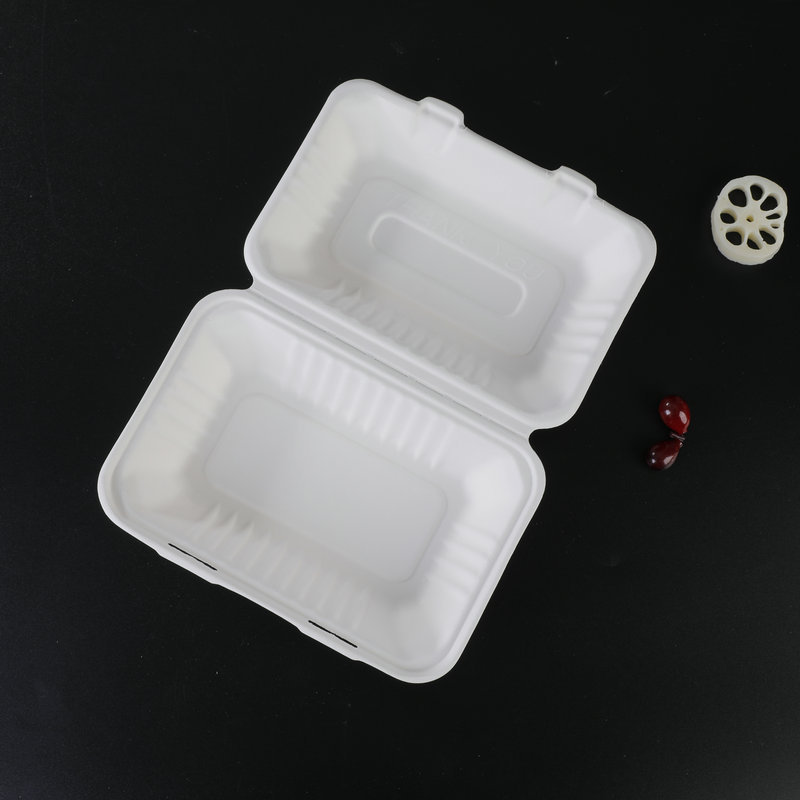 Pulpa de caña de azúcar desechable degradable caja de embalaje de platos de comedor para llevar caja de comedor de bocadillos caja de engrosamiento platos de comedor