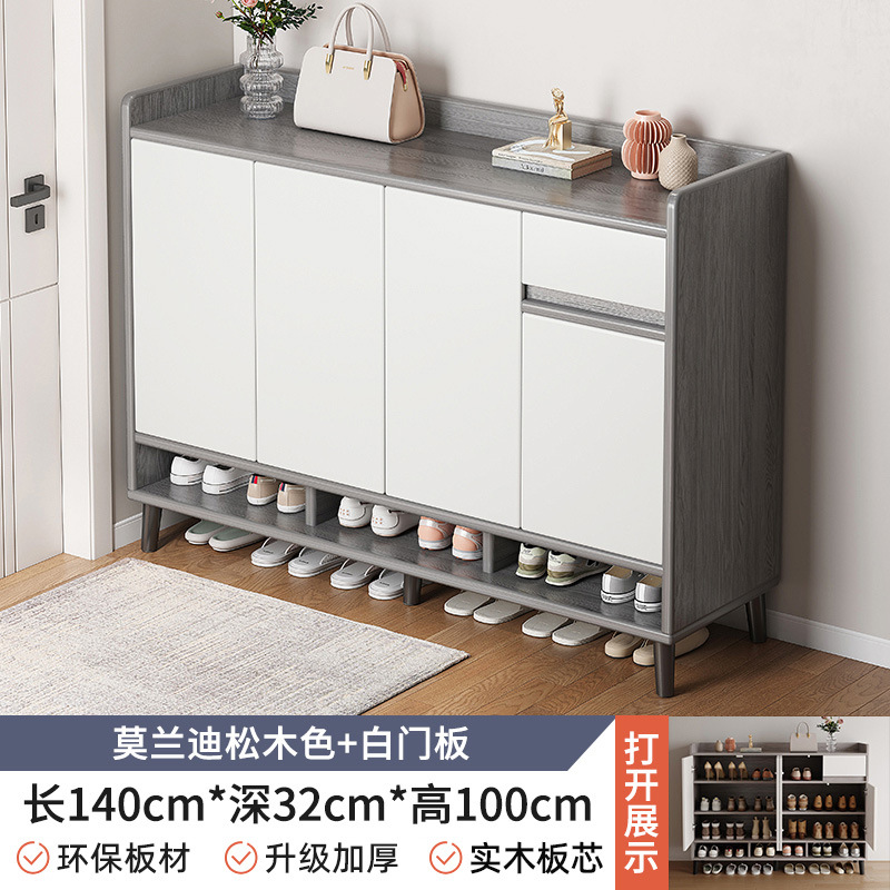 廊下の下駄箱の家庭用入り口の廊下の室内は戸口の外の玄関の戸棚の新型の2024木の色の靴の棚に入ります。