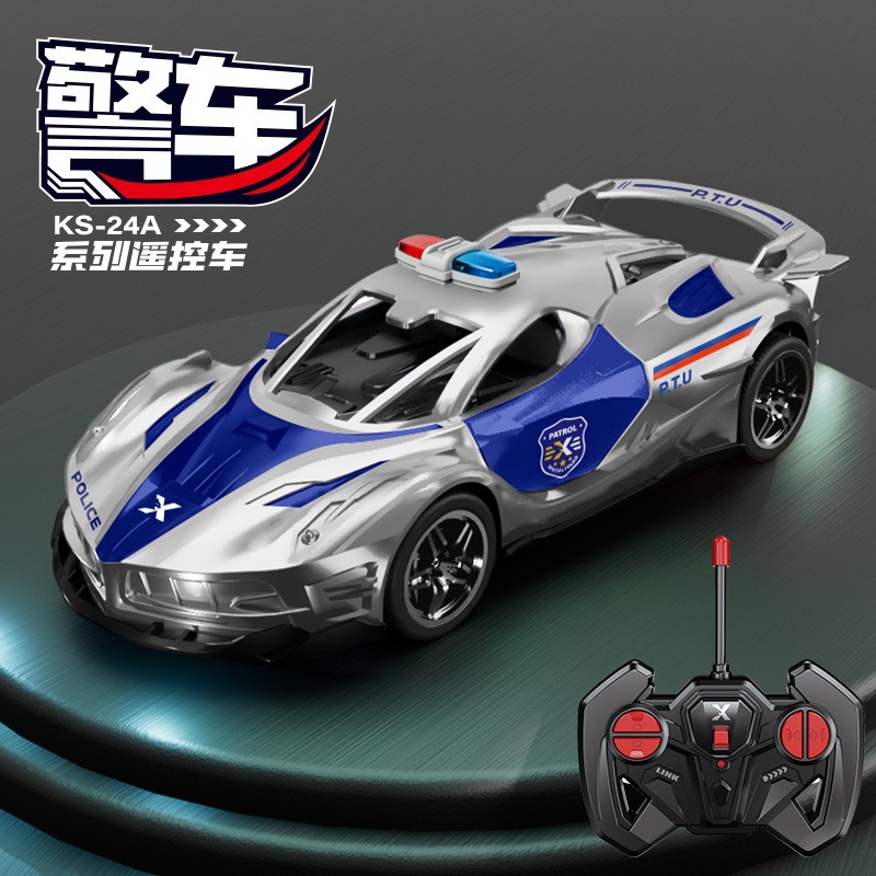 Blue and silver police car color sports car [remote control rc car]