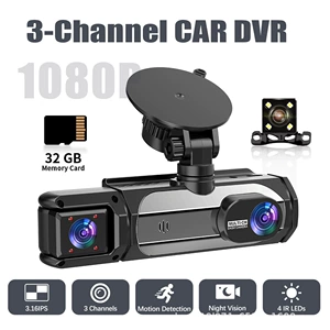 Three-camera dashcam 1080P HD front and rear interior night vision WiFi mobile phone connection loop recording