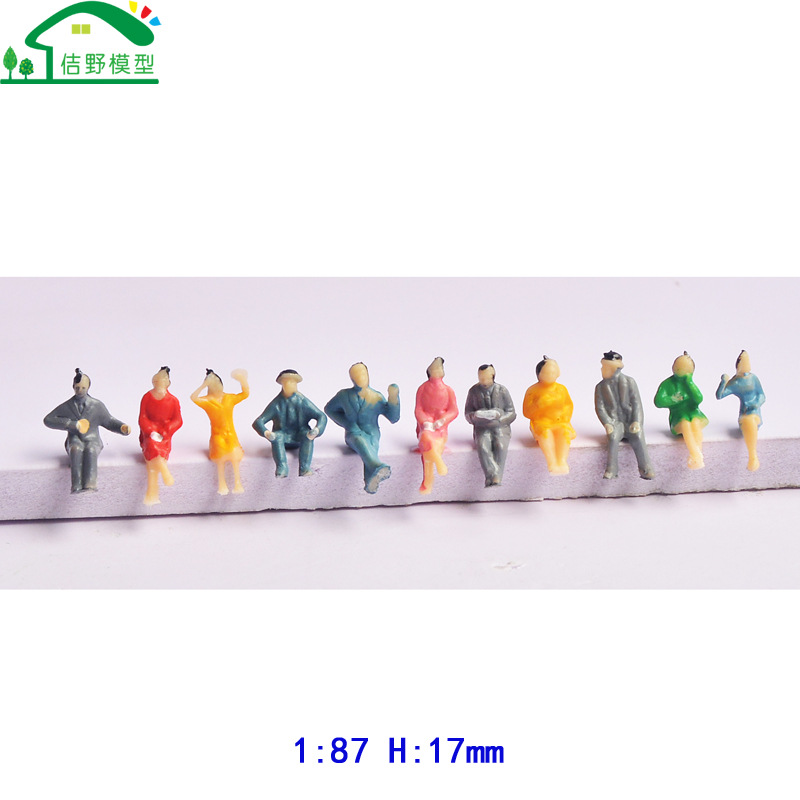 Mini figura modelo de plástico colorido muñeca sentado figura edificio arena Mesa escena decoración material 1/87/100