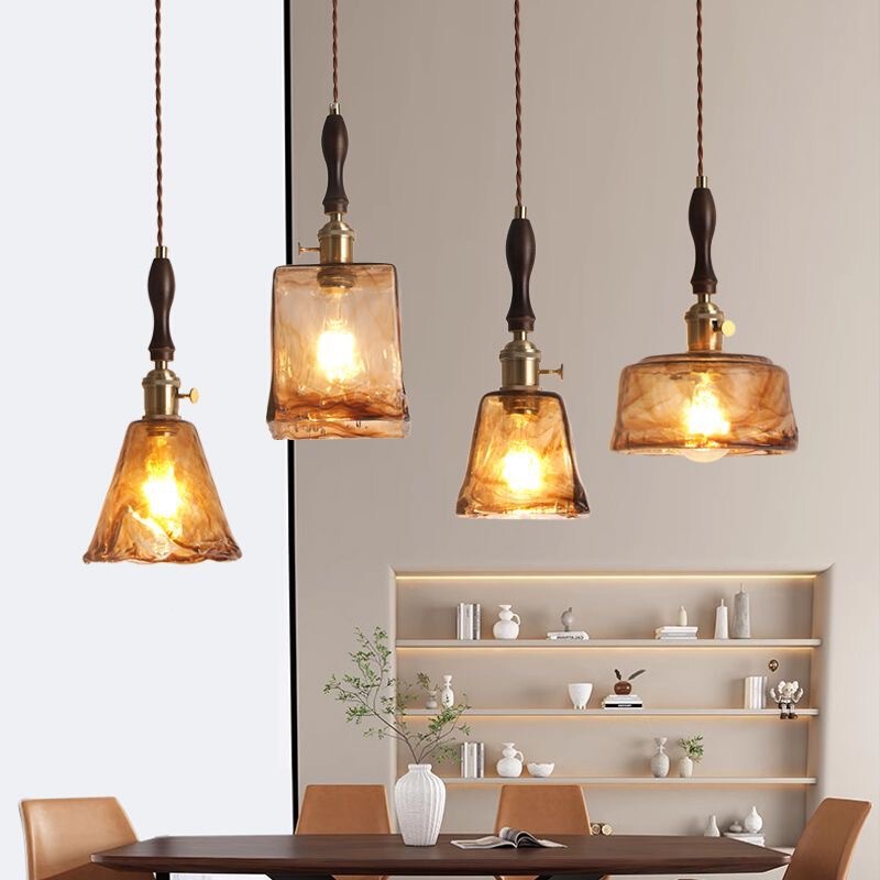 Medieval Scandinavian Cream Style Bedside Aisle Entrance Dining Room Lamp American Bedroom Atmosphere Brass Glass Bar Chandelier