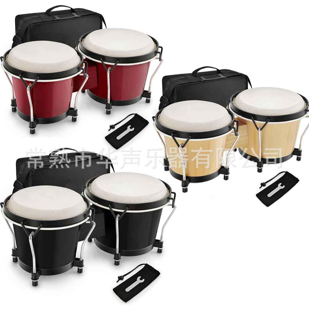 Tambores de bongos de madera de 6 y 7 pulgadas Percusiones de madera para niños bongos adultos principiantes cuero natural