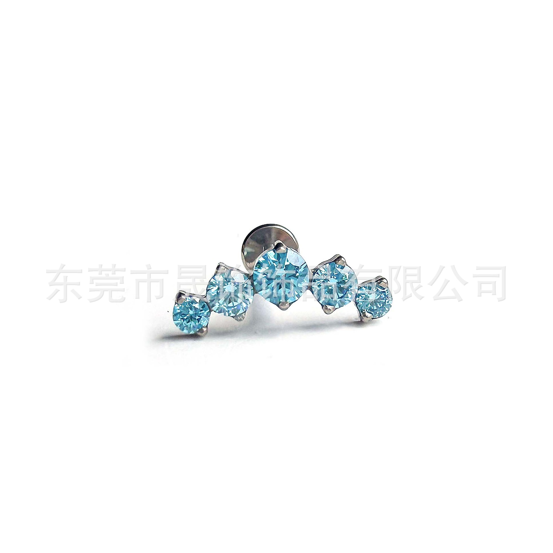 F136 Titanium Alloy 五连 Diamond Ear Stud Cubic Zirconia Helix Cartilage Stud G23内牙 Labret Stud Piercing Jewelry Geometric 造型