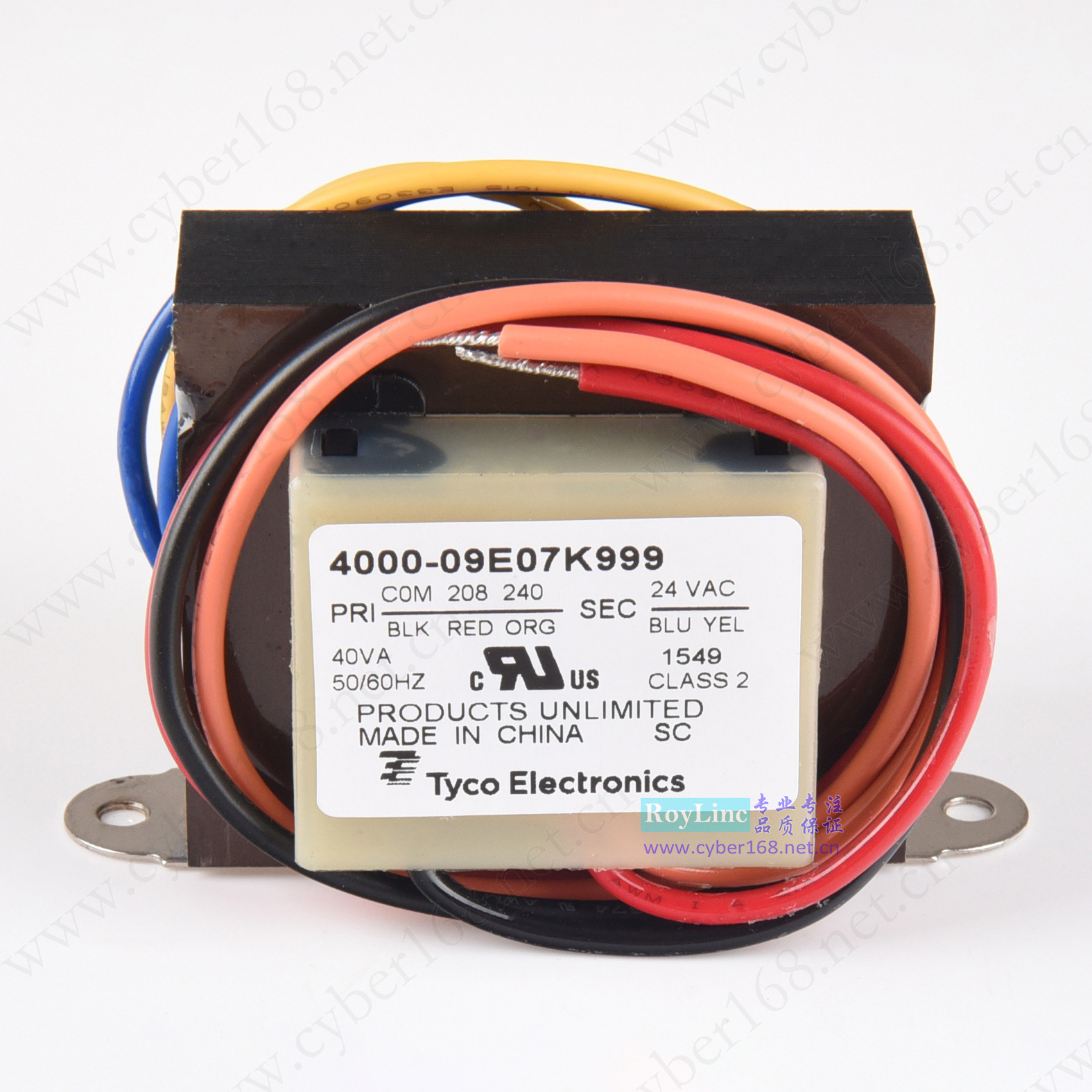 40VA 208V240V转24V导线 UL CUL TYCO TE 4000系列美式隔离变压器