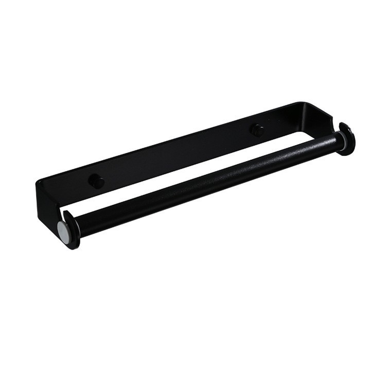 Cocina sin perforaciones plástico envolver estante soporte de tejido estante de almacenamiento plástico envolver estante fresco-mantenimiento bolsa de almacenamiento rack colgante de pared negro