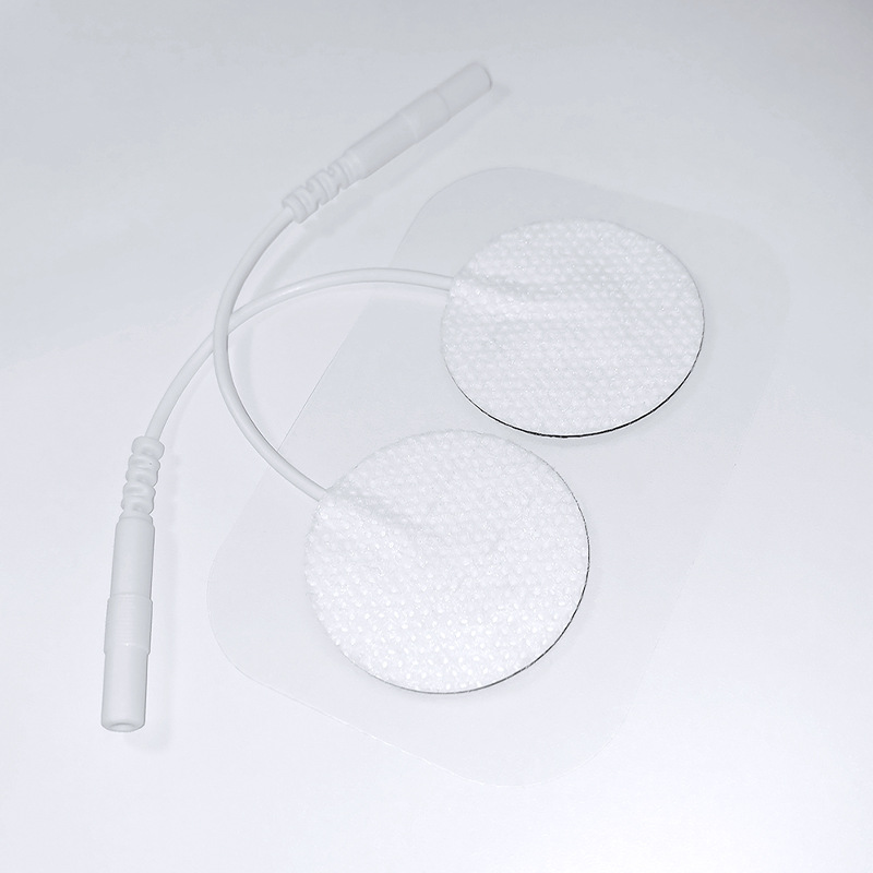 placa de electrodo de fisioterapia autoadhesiva de tela no tejida de diámetro de 3 cm placa adhesiva de electrodo redondo con alambre